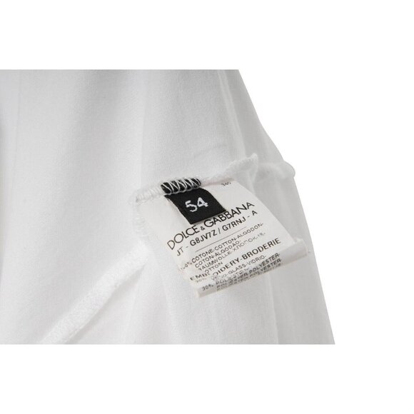Dolce & Gabbana Men White Embroidered Crown Crewneck T Shirt Size XL IT 54 Gold - Picture 6 of 7